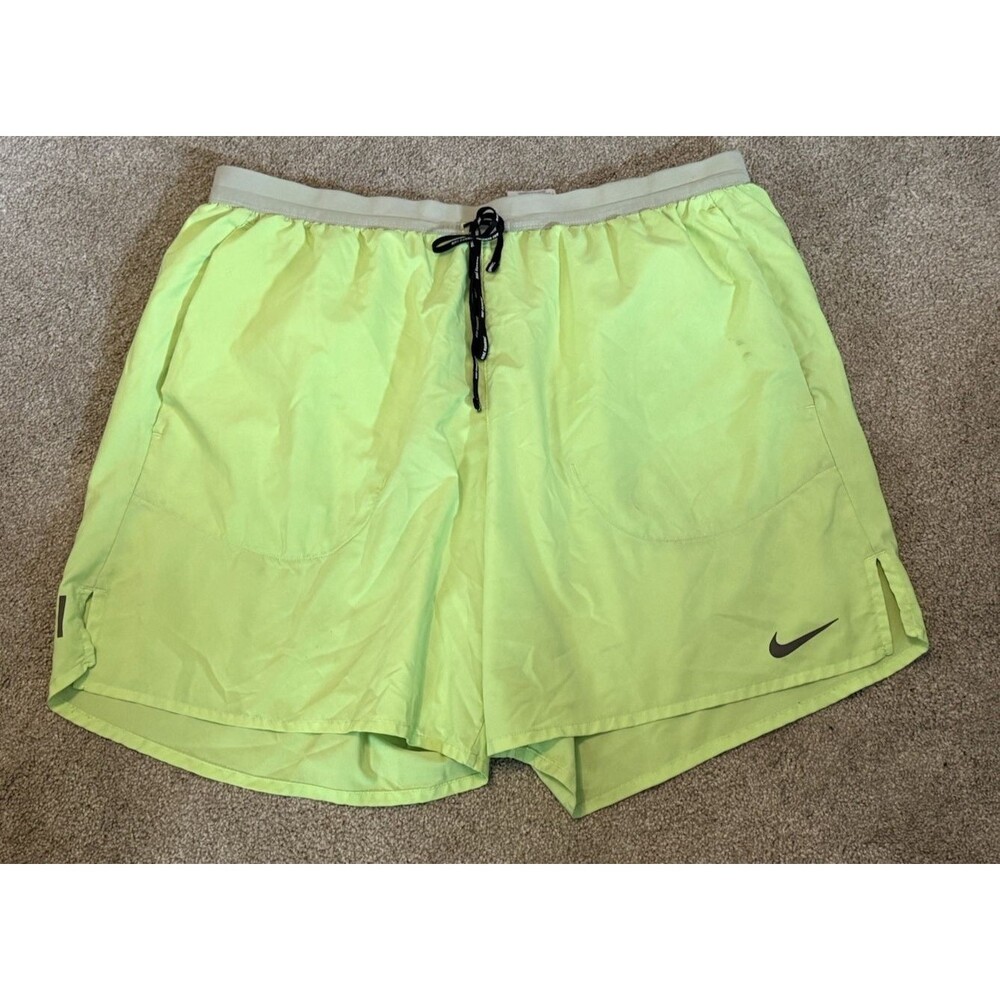 Nike Women's Size XXL Dri-FIT Running Shorts Lime Green Pockets drawstring